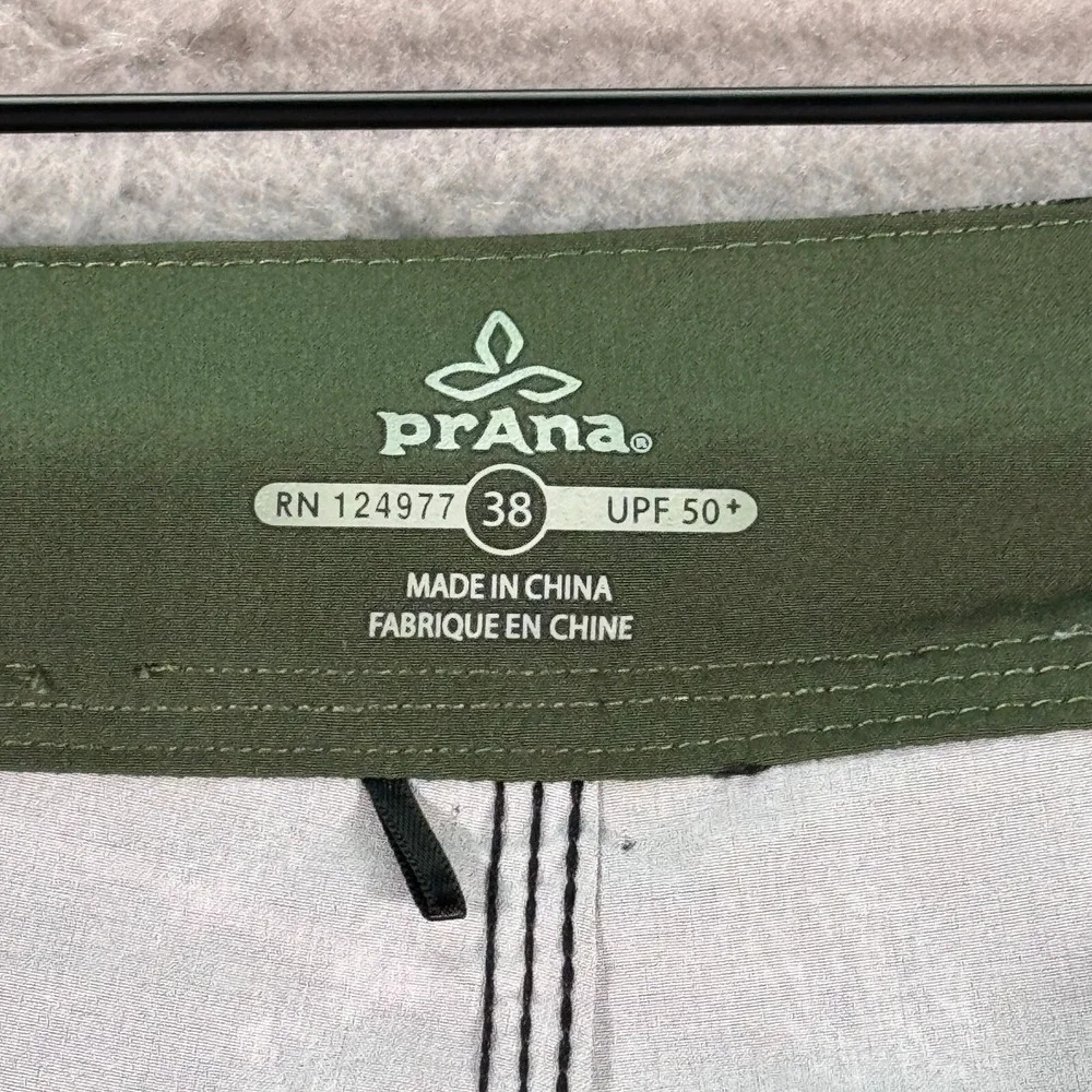 Prana Fenton Board Short Mens‎ 38 Black Swim Trunks Drawstring Tie Waist UPF 50+